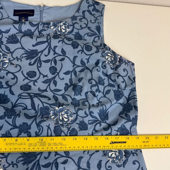 Charter Club Blue Floral Cottagecore Shift Dress 16 - Picture 7 of 9